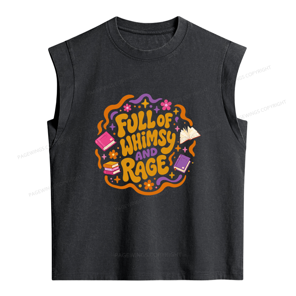 Pagewing Full Of Whimsy And Rage Women's Washed Tank Top