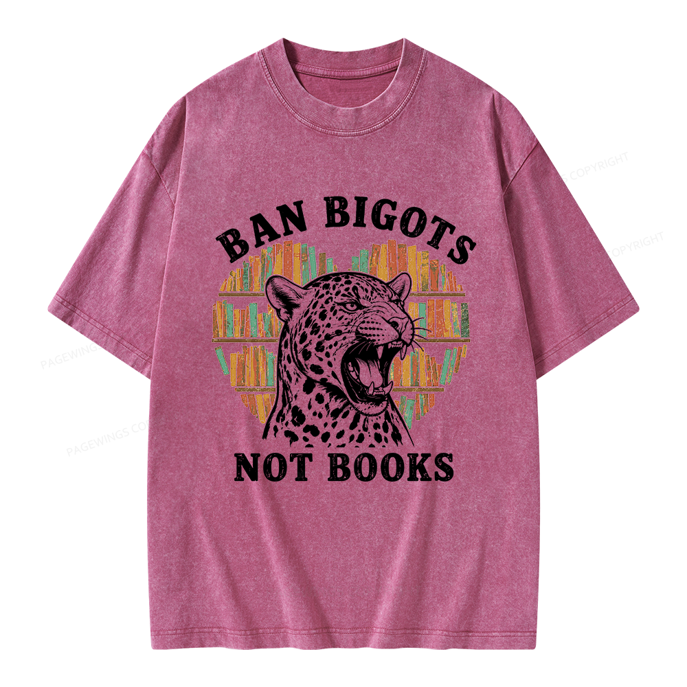 Pagewing Ban Bigots Not Books Unisex Washed T-shirt