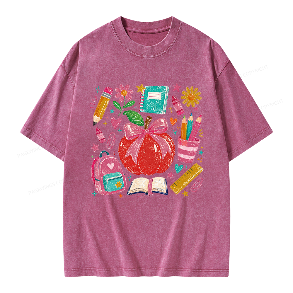 Pagewing Trendy Back to School Unisex Washed T-shirt