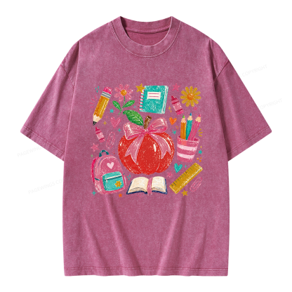 Pagewing Trendy Back to School Unisex Washed T-shirt