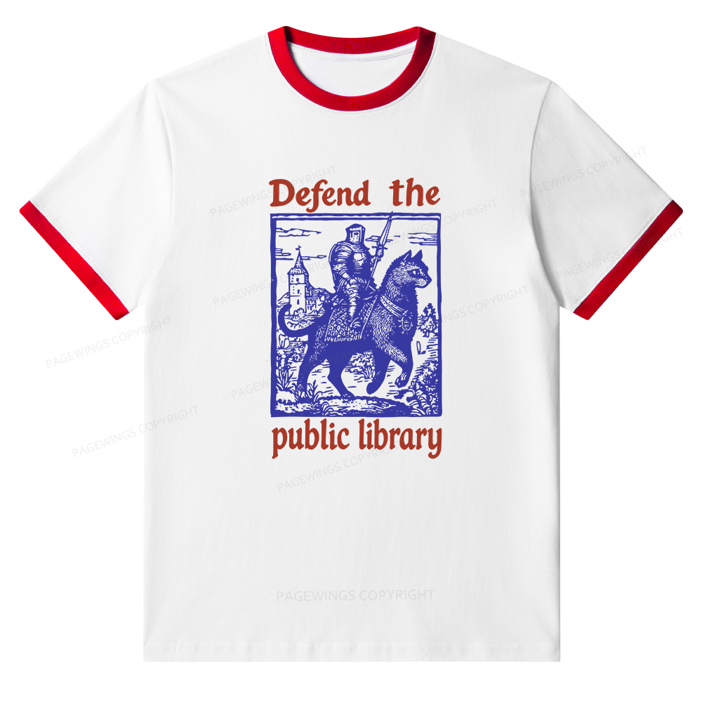 Pagewings Defend the Public Library Unisex Ringer T-Shirt 
