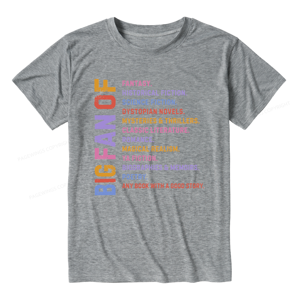 Pagewings Soft Big Fan of Books Unisex Heather T-Shirt
