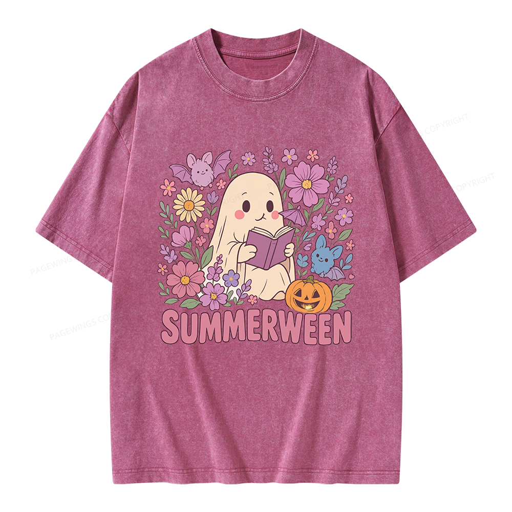 Pagewing Ghost Summerween Unisex Washed T-shirt