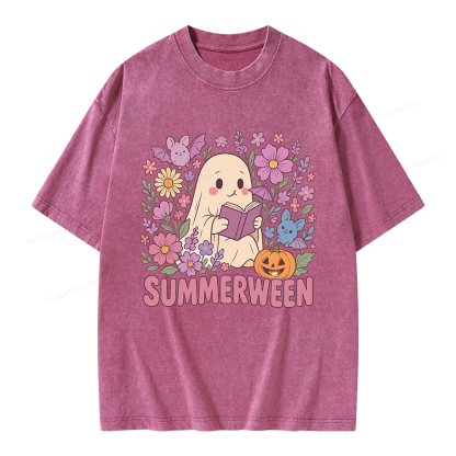 Pagewing Ghost Summerween Unisex Washed T-shirt
