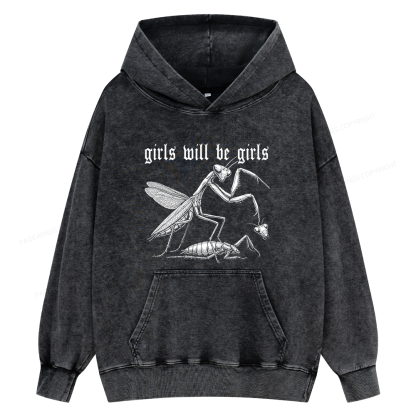 Pagewings Girls Will Be Girls Unisex Washed Hoodie