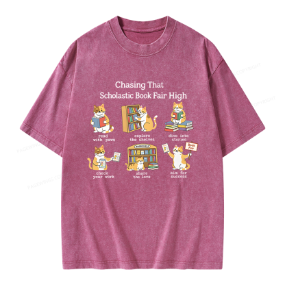 Pagewing Chasing That Scholastic Book Fair High Unisex Washed T-shirt