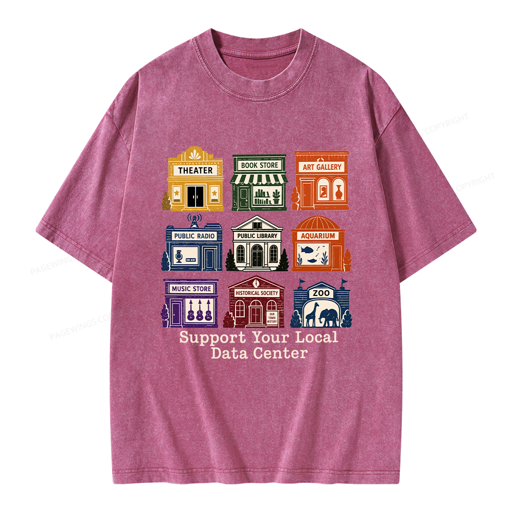 Pagewing Support Your Local Data Center Unisex Washed T-shirt