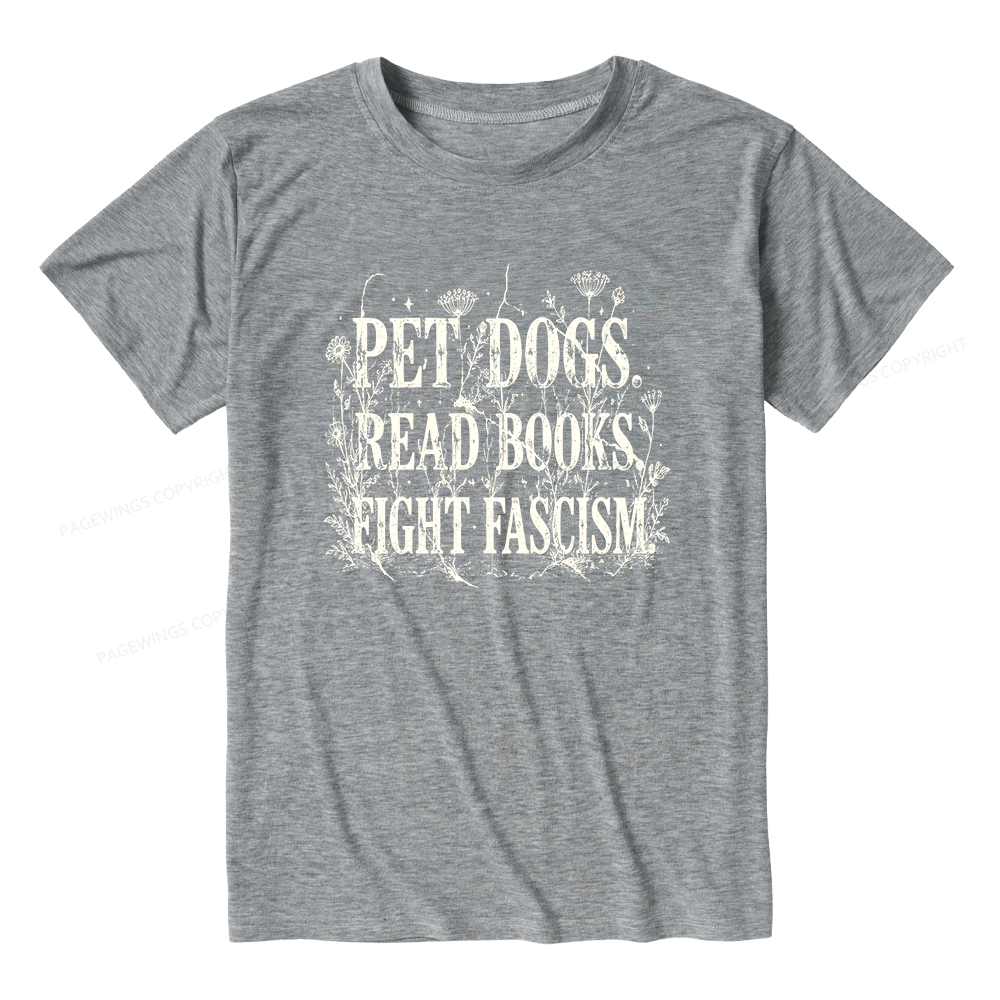 Pagewings Soft Anti Fascism Book Lover Unisex Heather T-Shirt