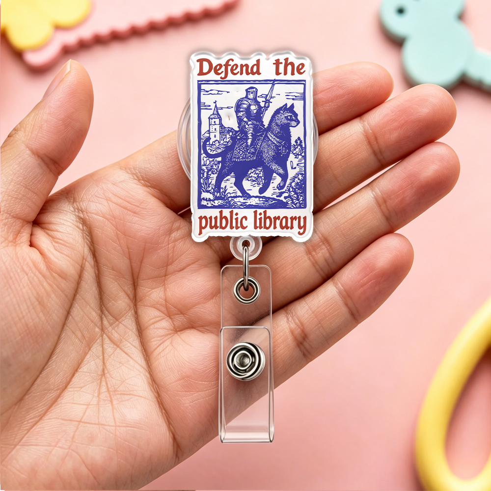 Pagewings Defend the Public Library Acrylic Badge Clip