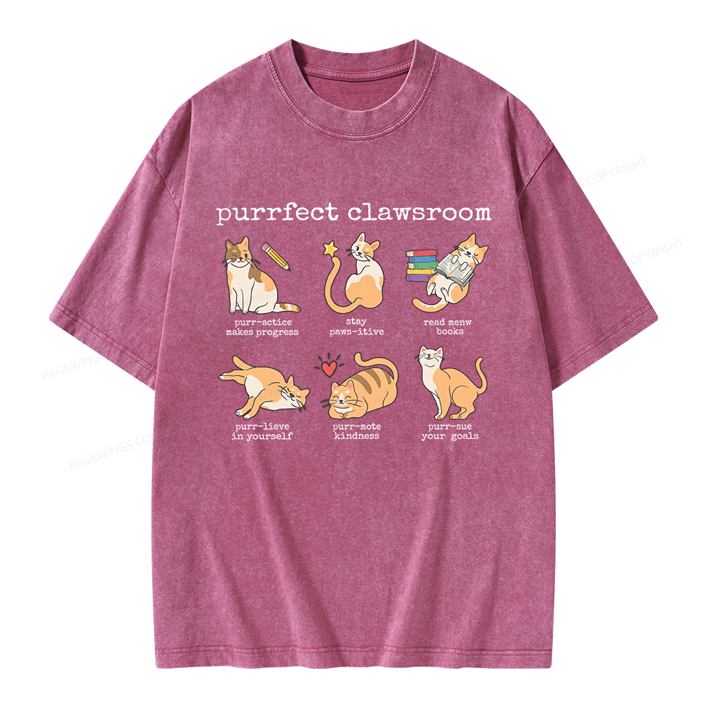 Pagewing Cat Lover Unisex Washed T-shirt