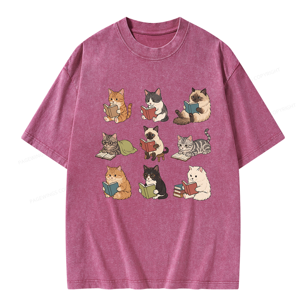 Pagewing Bookish Cat Unisex Washed T-shirt