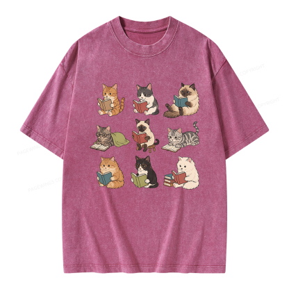Pagewing Bookish Cat Unisex Washed T-shirt