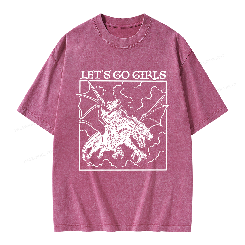 Pagewing Let's Go Girls Unisex Washed T-shirt