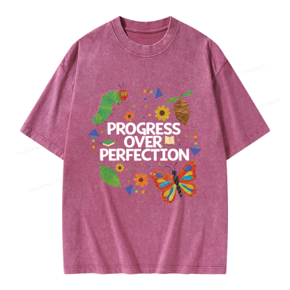 Pagewing Progress Over Perfection Unisex Washed T-shirt