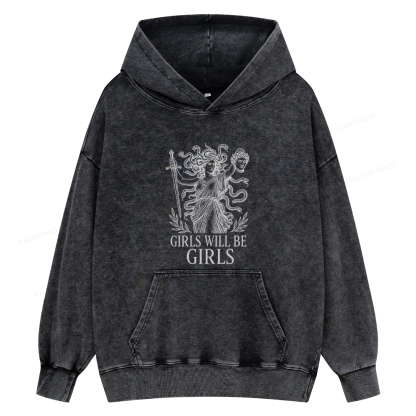 Pagewings Girls Will Be Girls Unisex Washed Hoodie