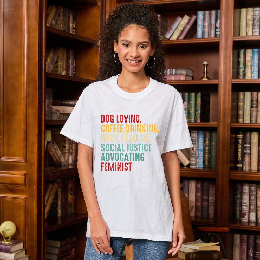 Pagewing Dog Loving Coffee Drinking Book Reading16112 Bookish Unisex Classic T-shirt