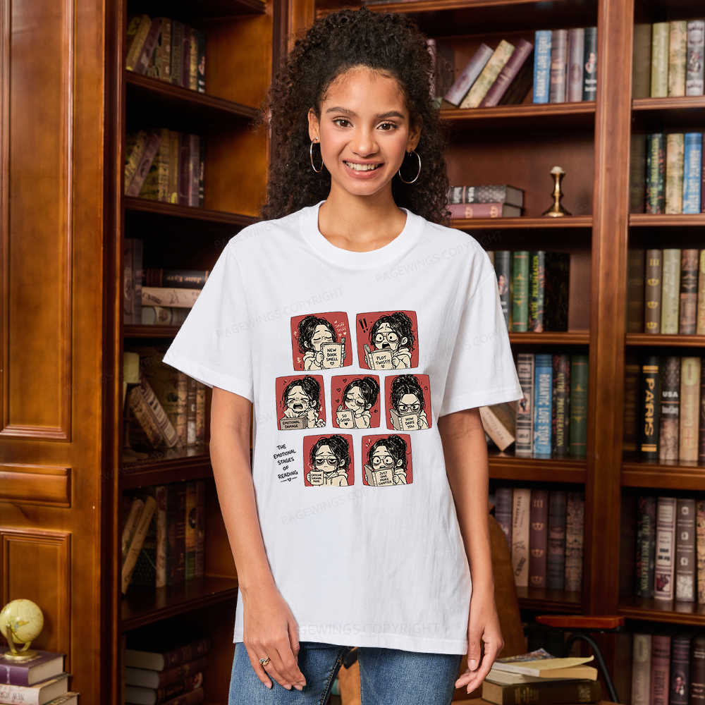 Pagewings Emotional Stages Of Reading15466 Bookish Unisex Classic T-shirt