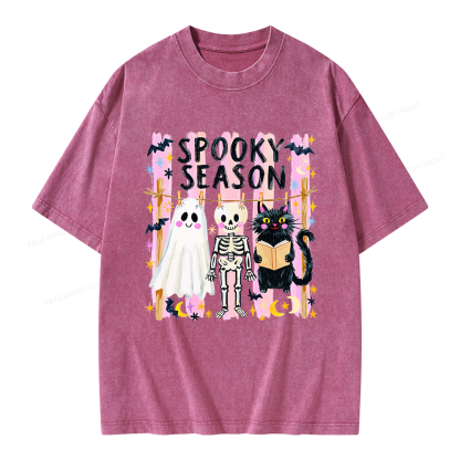 Pagewing Preppy Spooky Season Unisex Washed T-shirt