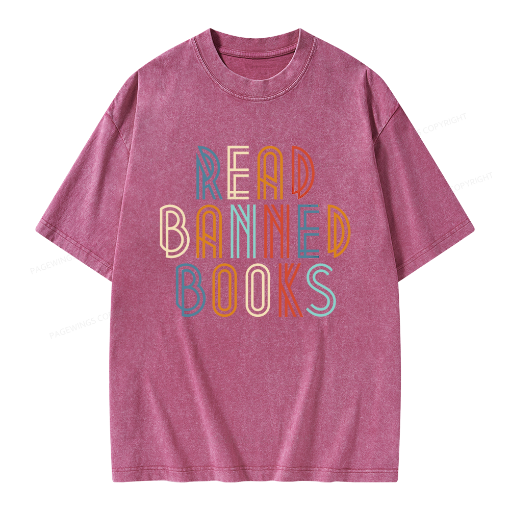 Pagewing Read Banned Books Unisex Washed T-shirt