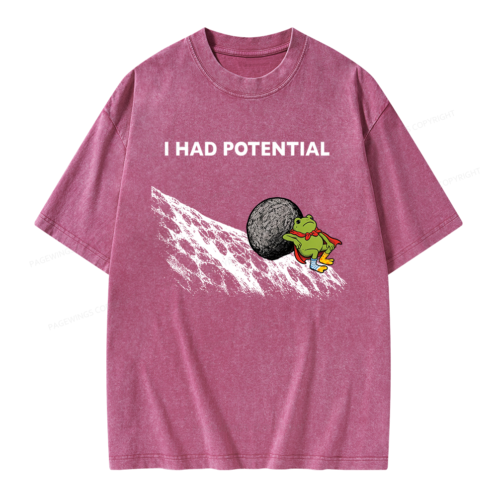 Pagewing I Had Potential Unisex Washed T-shirt