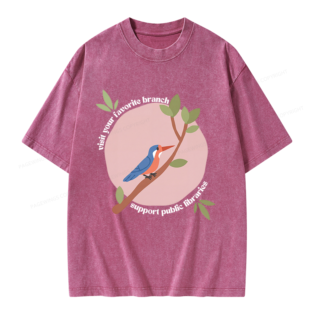 Pagewing Visit Your Favorite Branch Unisex Washed T-shirt