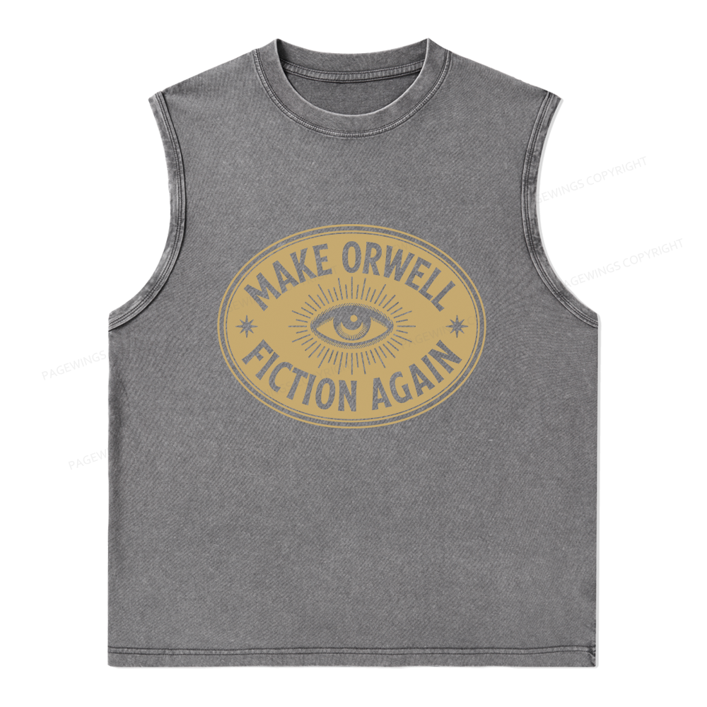 Pagewings Make Orwell Fiction Again13456 Bookish Unisex Washed Tank Top