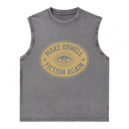 Pagewings Make Orwell Fiction Again13456 Bookish Unisex Washed Tank Top