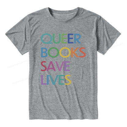 Pagewings Soft Queer Books Save Lives 11574 Bookish Unisex Heather T-Shirt