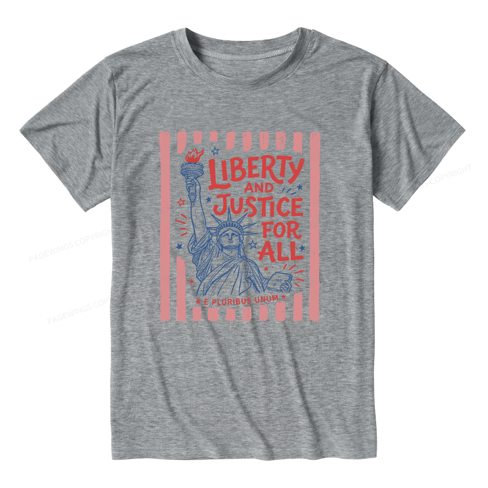 Pagewings Soft Liberty And Justice For All 15937 Bookish Unisex Heather T-Shirt