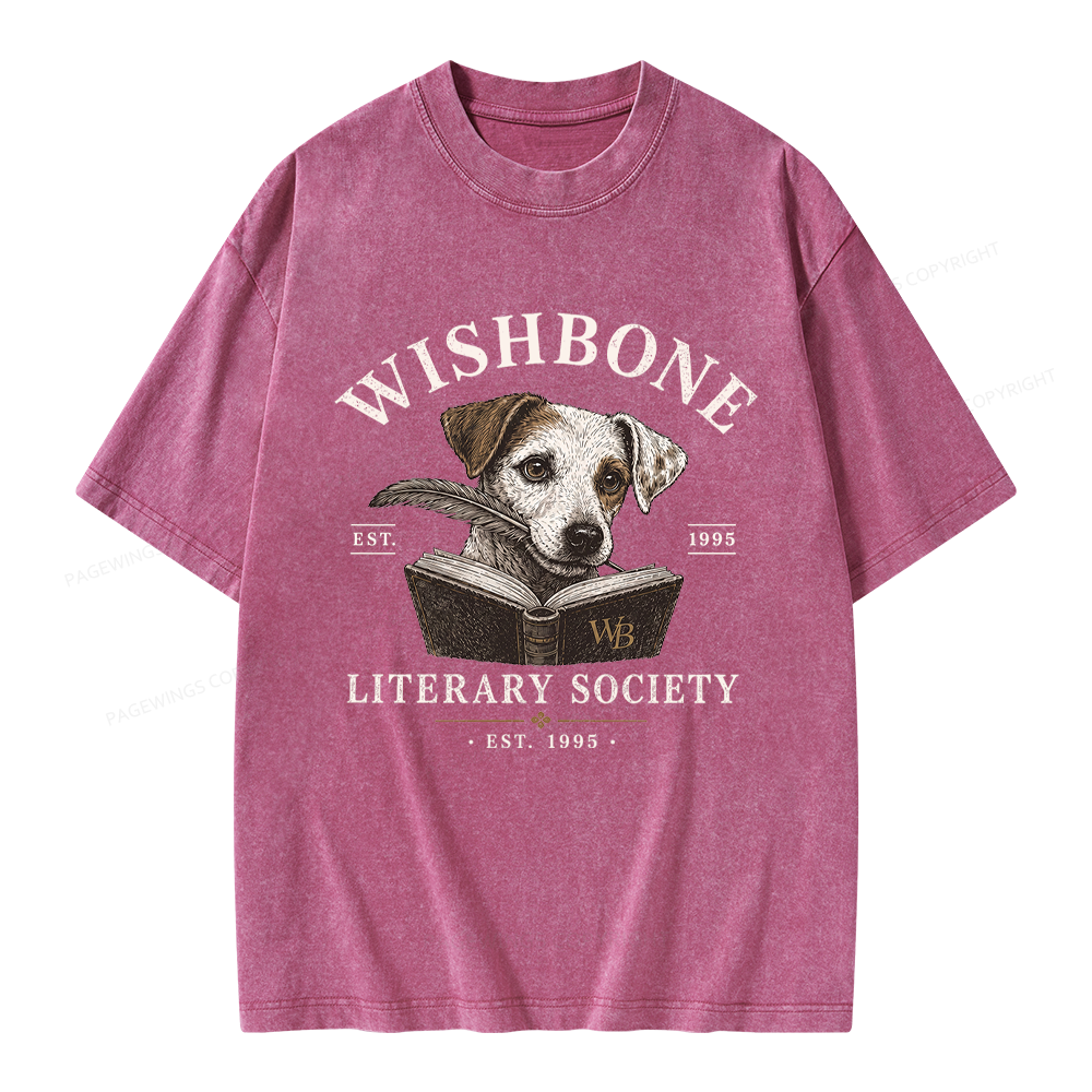Pagewing Vintage Literary Society Unisex Washed T-shirt