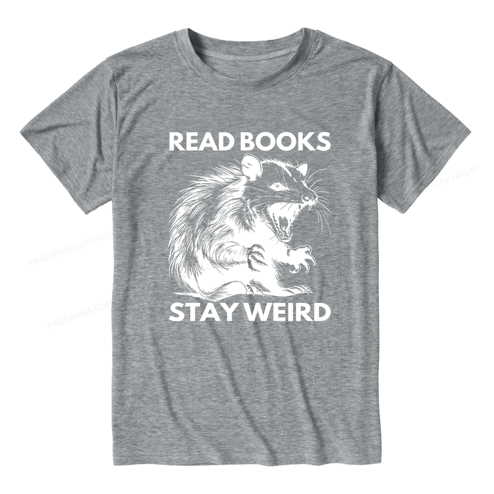 Pagewings Soft Read Books Stay Weird Bookish Unisex Heather T-Shirt