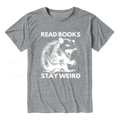 Pagewings Soft Read Books Stay Weird Bookish Unisex Heather T-Shirt