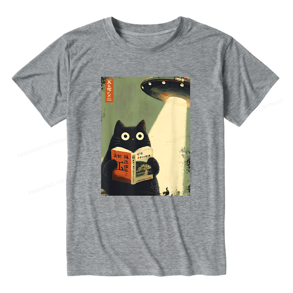 Pagewings Soft Cat Book Lovers Bookish Unisex Heather T-Shirt