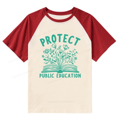 Pagewings Protect Public Education 15808 Bookish Raglan T-shirt