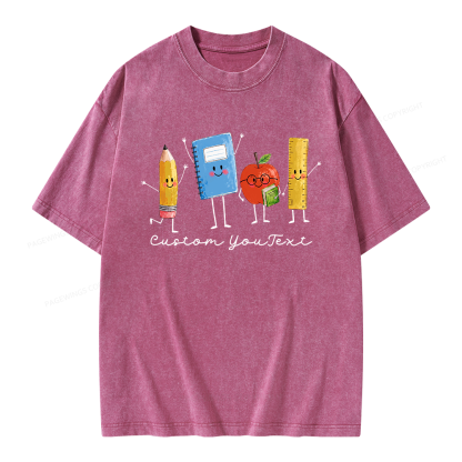 Pagewing Personalized Back to School Unisex Washed T-shirt