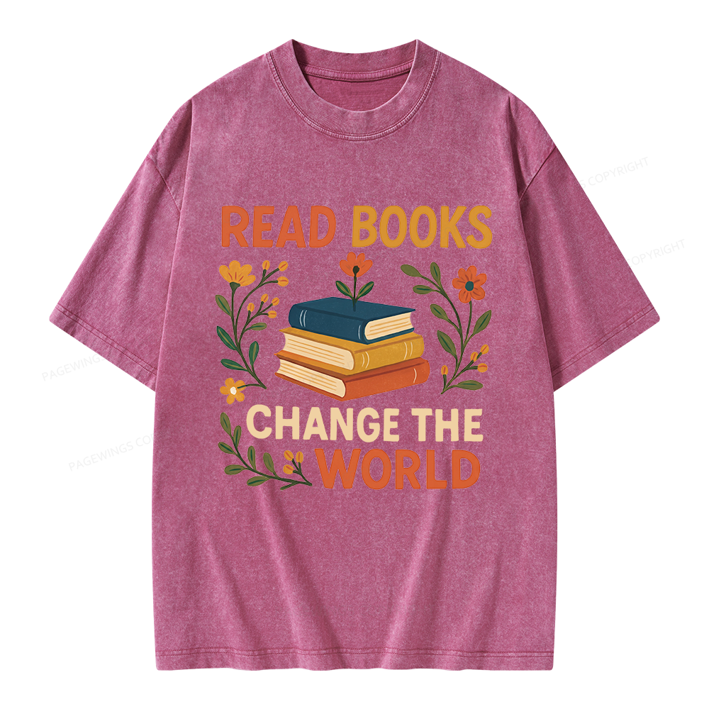 Pagewing Read Books Change the World Unisex Washed T-shirt