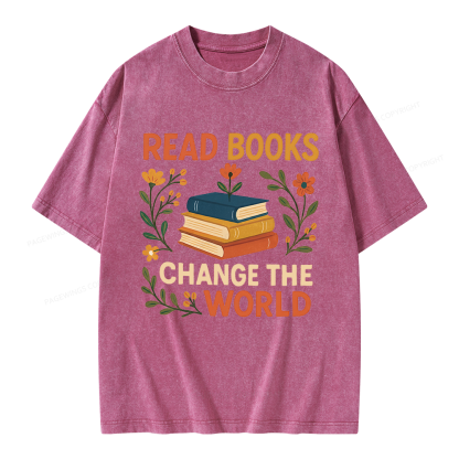 Pagewing Read Books Change the World Unisex Washed T-shirt