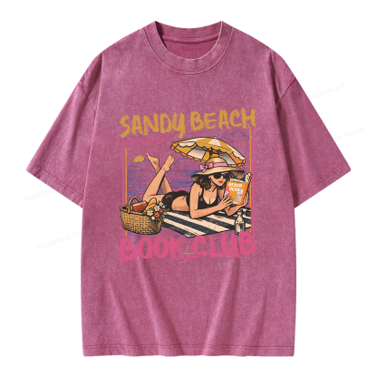 Pagewing Sandy Beach Book Club Unisex Washed T-shirt