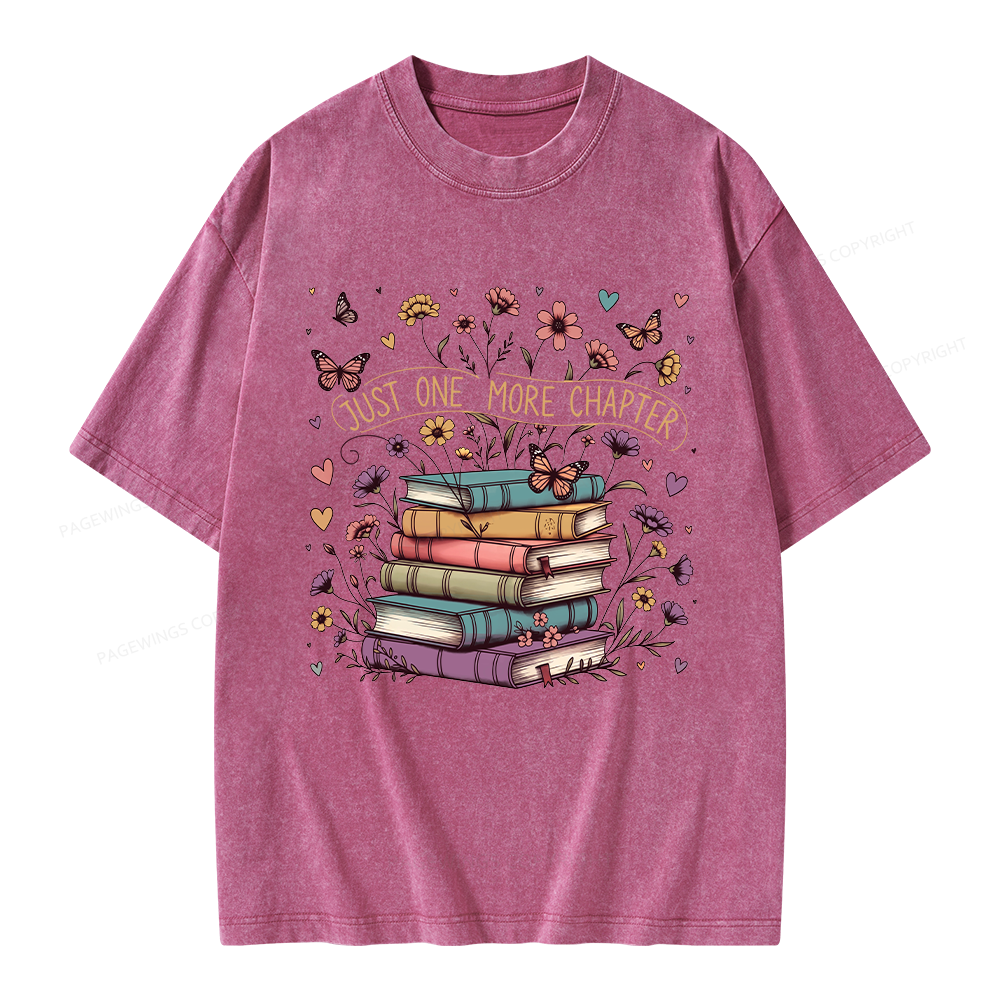 Pagewing Floral Books Unisex Washed T-shirt