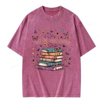 Pagewing Floral Books Unisex Washed T-shirt
