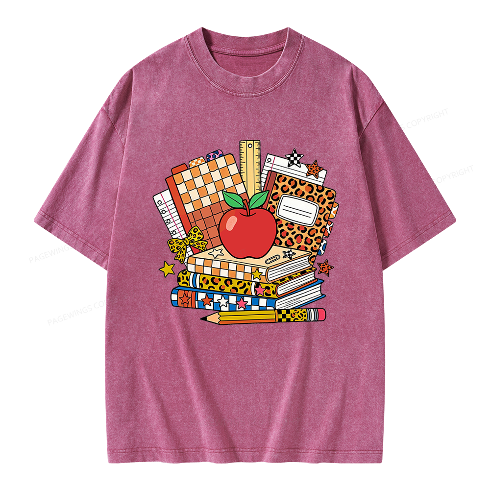 Pagewing Coquette Back To School Unisex Washed T-shirt