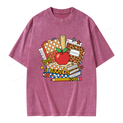Pagewing Coquette Back To School Unisex Washed T-shirt