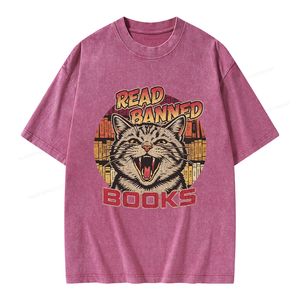 Pagewing Read Banned Books Unisex Washed T-shirt