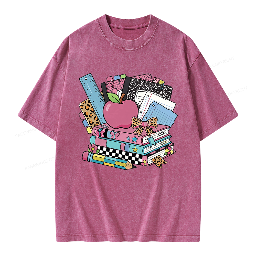 Pagewing Retro School Unisex Washed T-shirt