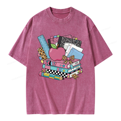 Pagewing Retro School Unisex Washed T-shirt