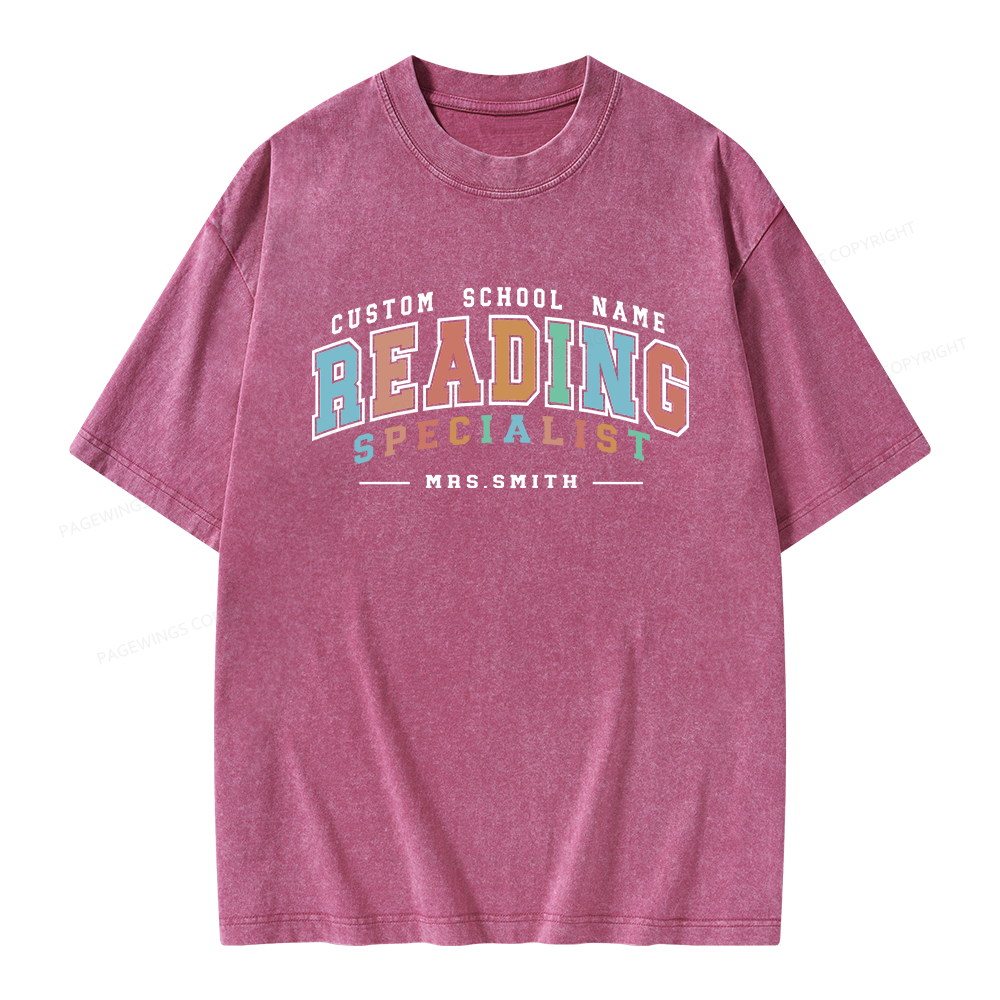 Pagewing Personalized Reading Unisex Washed T-shirt