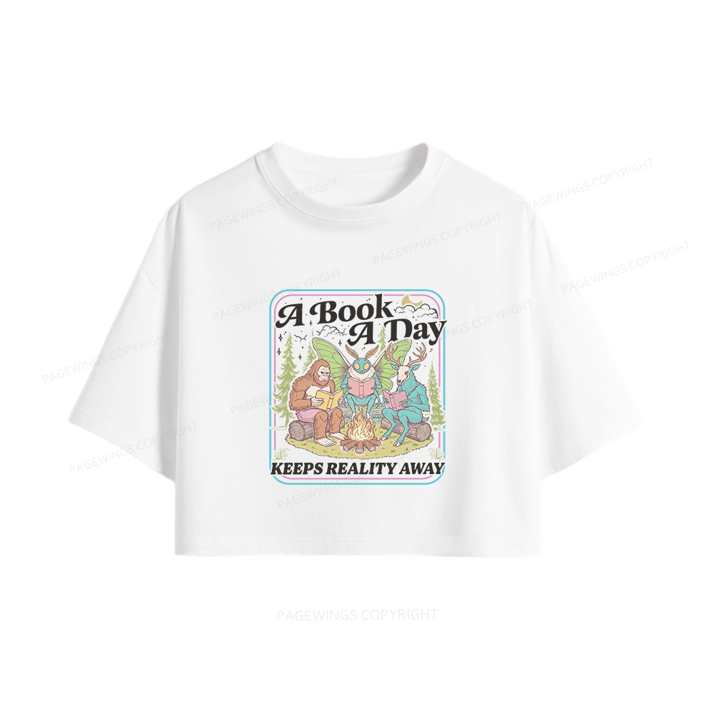 Pagewings A Book A Day Keeps Reality Away15910 Book Women Crop Tops