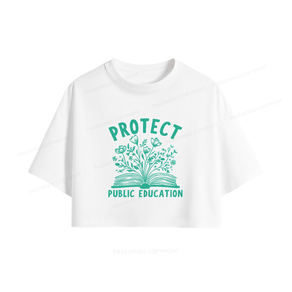 Pagewings Protect Public Education15808 Book Women Crop Tops