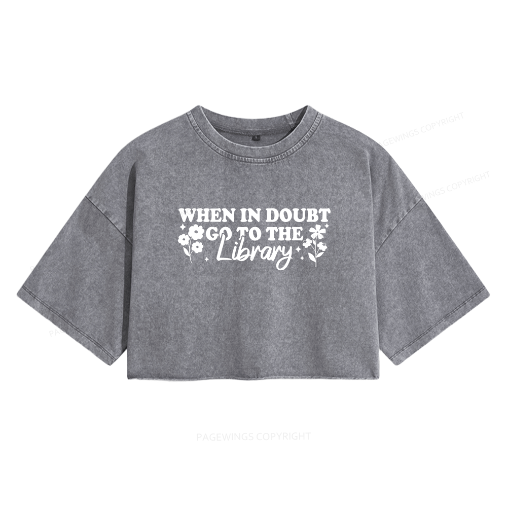 Pagewings Book Lover Women's Washed Cropped T-shirt
