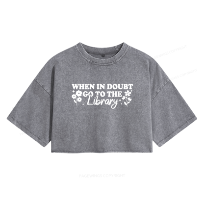 Pagewings Book Lover Women's Washed Cropped T-shirt